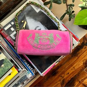 RARE Vintage Pink/Green Y2K Juicy Couture Barrel Bag!
